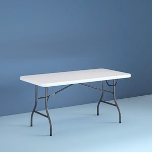  6 Foot Centerfold Folding Table, White